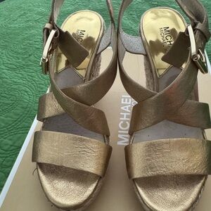 Michael Kors Metallic Gold Wedge Sandals